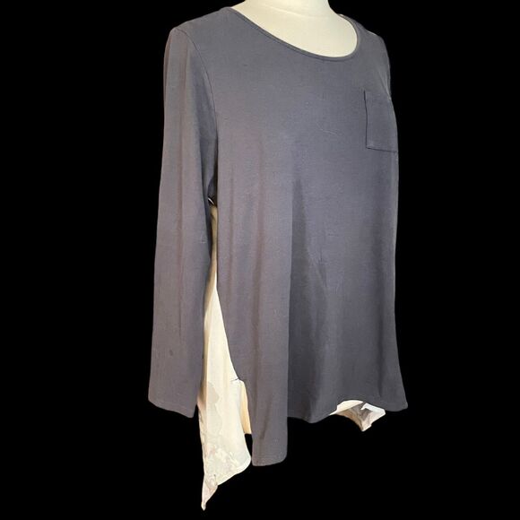 Soft Surroundings Tunic Top Size 1X Plus Long Sleeve Floral Watercolor Back HiLo - Picture 1 of 15